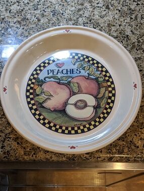 Vintage Certified International Susan Winget Peaches 11" Pie Plate Farmhouse